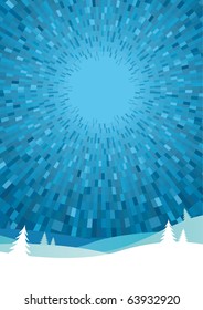 Vecino paisaje invernal con fondo azul brillante