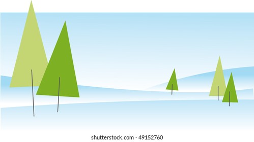 Vector winter landscape with white