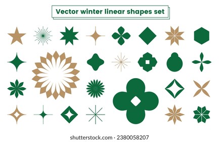 Vector winter linear shapes set winter icon snow sparkle snowflake Christmas decoration gritter symbol