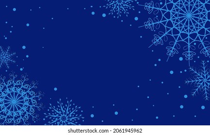 Vector winter llustration. Snowflake elements of design ob blue background
