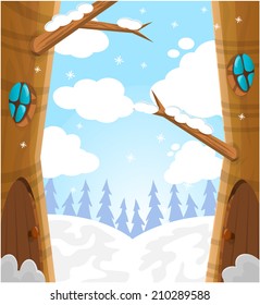 Vector winter magic forest background