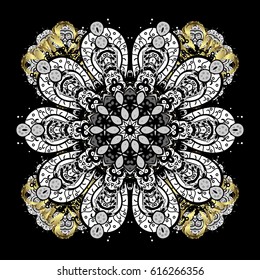 Vector Winter on a white Background with black Snowflakes and dots. Can be used for textile, parer, scrapbooking, wrapping, web and print design.