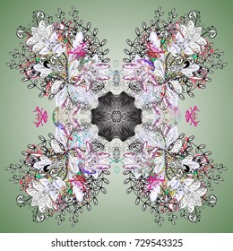 Vector Winter ornamental pattern on a Background with Abstract Snowflakes and dots. Can be used for textile, parer, scrapbooking, wrapping, web and print design.