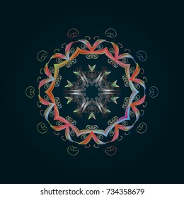 Vector winter pattern. Abstract background with Floral Elements. Vector illustration. Design on blue, gray and neutral colors.