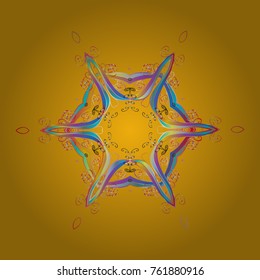 Vector winter pattern. Abstract background with Floral Elements. Vector illustration. Design on yellow, blue and pink colors.