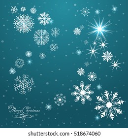 Vector Winter Pattern Background of Snowflakes