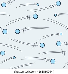 Vector winter pattern in blue. Simple doodle flying snowballs made into repeat. Great for background, wallpaper, wrapping paper, packaging, fashion.
