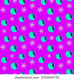 Padrão de inverno vetorial com frutas cítricas e flocos de neve em cores brilhantes