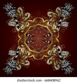 Vector winter pattern. Design on brown background. Abstract with Floral Elements.