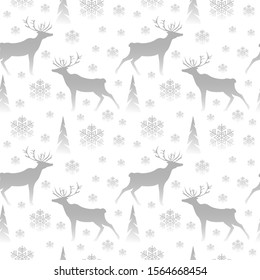 Vector winter pattern with nordic deer