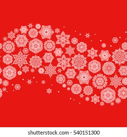 Vector winter pattern. Seamless design on red background. Abstract seamless with Floral Elements.