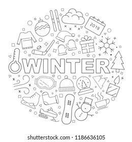 Vector winter pattern with word. Winter background