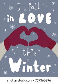 Vector winter Poster. Clothes postcard. Seasonal lettering. Holidays calligraphic design. Warm winter wishes.