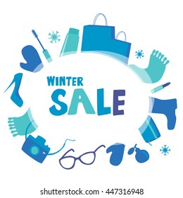 Vector winter sale banner template card
