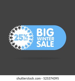 Vector winter sale and discount snowflake promotional stickers.