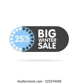 Vector winter sale and discount snowflake promotional stickers.