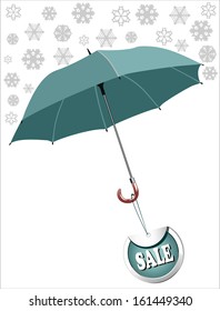 Vector winter sale labels with umbrellas