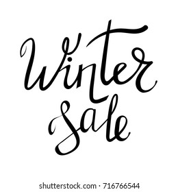 Vector Winter Sale Typographic Poster. Hand Drawn Phrase. Ink Lettering on White Background