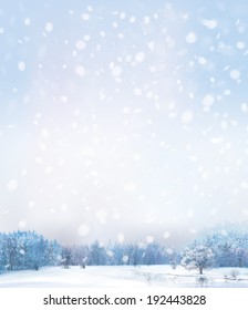 Vector of winter scene with forest background.