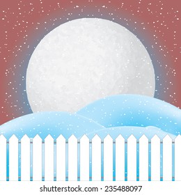 Vector of winter scene, white snow and blue sky. vector
