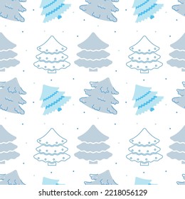 Vector winter seamless pattern. Illustration of new year trees. Merry Christmas and happy New Year. Christmas background. Winter wrapping.
