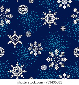 Vector winter seamless pattern with  snowflakes. Trendy hand drawn texture. Design for textile, wall art, wrapping paper, wallpaper and other uses.