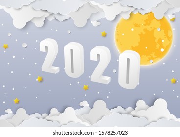 Vector Winter season with merry christmas and Happy new year 2020