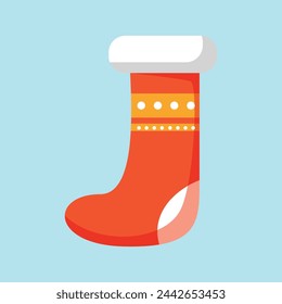 Vector winter shoes, socks, warm knitted cozy shoes. christmas sock for gifts on white.