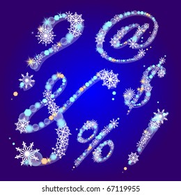 Vector winter signs with snowflakes