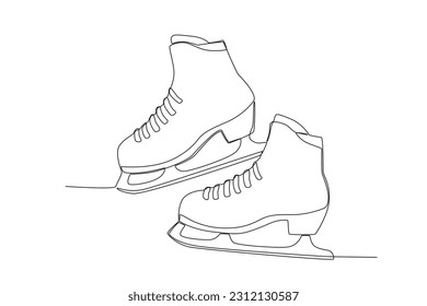 Vector winter skates continuous line drawing vector sketch