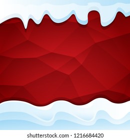vector winter snow caps isolated on christmas red background. winter snow border or frame for winter sale or christmas banner design