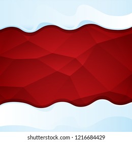 vector winter snow caps isolated on christmas red background. winter snow border or frame for winter sale or christmas banner design
