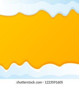 vector winter snow caps isolated on christmas orange background. winter snow border or frame for winter sale or christmas banner design