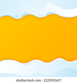 vector winter snow caps isolated on christmas orange background. winter snow border or frame for winter sale or christmas banner design