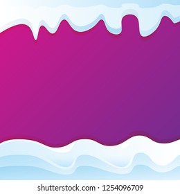 vector winter snow caps isolated on ultra violet background. winter snow border or frame for winter sale or christmas banner design template.