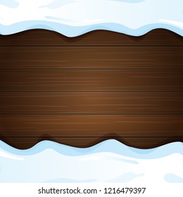 vector winter snow caps laying on wooden background. winter snow border or frame for winter sale or christmas banner design