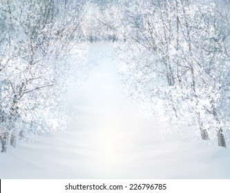 Vector winter snow landscape.