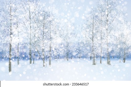 Vector winter snow landscape.