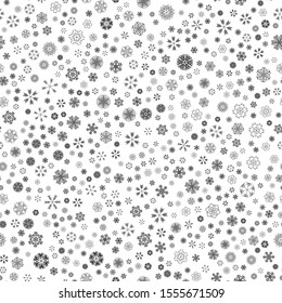 vector winter snow light seamless pattern - black and white