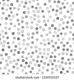 vector winter snow light seamless pattern - black and white