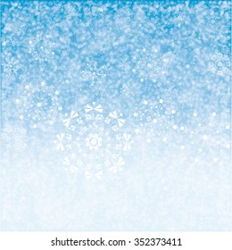 Vector winter snow on blue background