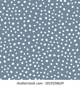 Vector Winter Snowfall Seamless Pattern. Christmas hand drawn white falling snow print on gray background. Abstract New year brush spray texture for print, wrapping paper, design, fabric, backgrounds
