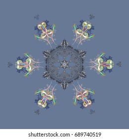 Vector winter snowflakes on colorful background. Colorful snowflake Vector illustration. Icons, labels. Vector illustration. Flat design. Snowflake icon, isolated.
