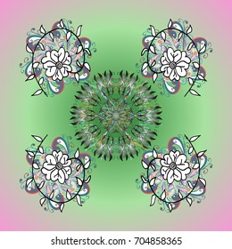 Vector winter snowflakes on colorful background. Flat design. Vector illustration. Snowflake icon, isolated.