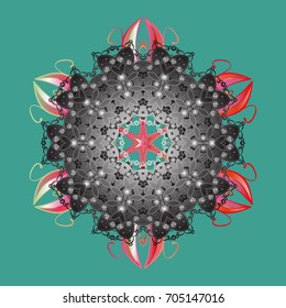 Vector winter snowflakes on colorful background. Flat design. Snowflake icon, isolated. Icons, labels. Vector illustration. Colorful snowflake Vector illustration.