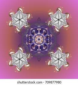 Vector winter snowflakes on colorful background. Vector snowflake icon. Vector illustration. Snowflake icon, isolated. Flat design.