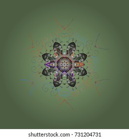 Vector winter snowflakes on colorful background. Vector snowflake icon. Snowflake icon, isolated. Flat design. Vector illustration.