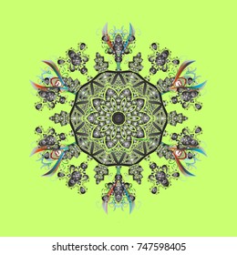 Vector winter snowflakes on colorful background. Vector illustration. Snowflake icon, isolated. Vector snowflake icon. Flat design.