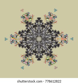 Vector winter snowflakes on colorful background. Flat design. Vector snowflake icon. Vector illustration.