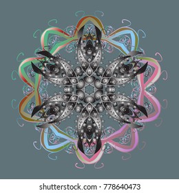 Vector winter snowflakes on colorful background. Flat design. Vector snowflake icon. Snowflake icon, isolated. Vector illustration.